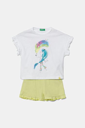 Detské bavlnené pyžamo United Colors of Benetton 2-pak biela farba, s potlačou, 30960P08C