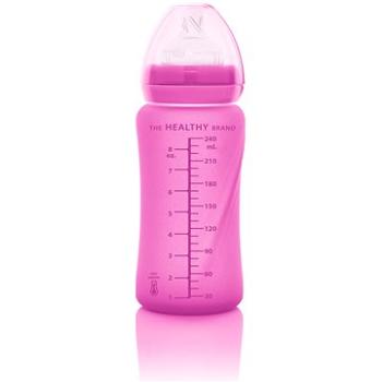 Everyday Baby fľaša sklo s teplotným senzorom 240 ml Pink (7350077262324)