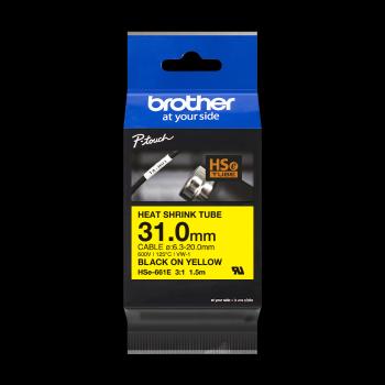 Brother HSe-661E Pro Tape, 31 mm x 1.5 m , čierna tlač / žltý podklad , originálna páska