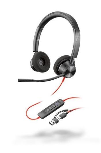 Poly Blackwire 3320 MS Teams náhlavná súprava, USB-C/A adaptér, stereo