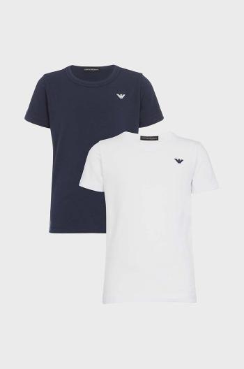 Detské tričko Emporio Armani 2-pak biela farba, jednofarebné