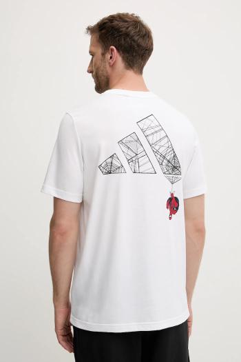 Bavlnené tričko adidas Spiderman T-S pánske, biela farba, s potlačou, JL8056