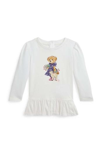 Detské bavlnené tričko s dlhým rukávom Polo Ralph Lauren biela farba, 310952348001