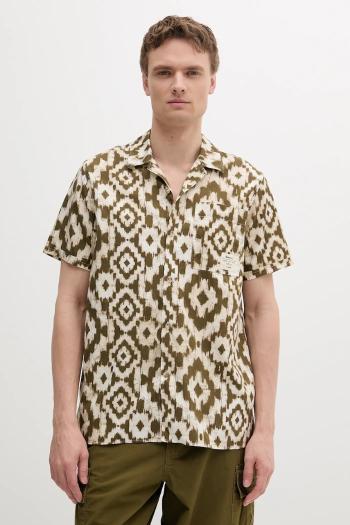 Bavlnená košeľa  Homelane Printed S/S Relaxed Fit Shirt zelená farba, voľný strih, MSH5599