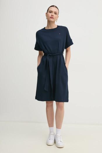 Bavlnené šaty Tommy Hilfiger tmavomodrá farba, mini, áčkový strih, WW0WW45520
