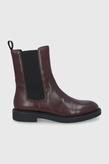 Kožené topánky Chelsea Vagabond Shoemakers dámske, hnedá farba, na plochom podpätku
