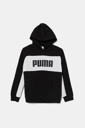 Detská mikina Puma ESS BLOCK Hoodie TR čierna farba, s kapucňou, s potlačou, 685819