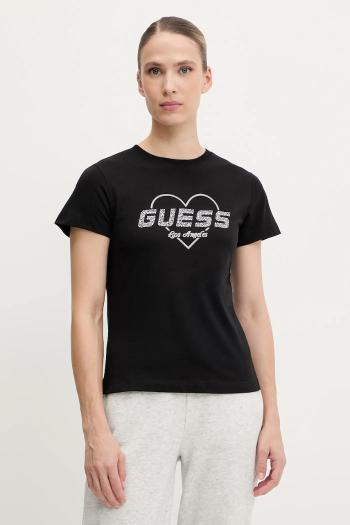Bavlnené tričko Guess NARCISO dámske, čierna farba, V5GI10 K9RM1