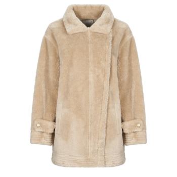 Guess  LS ELISABETTA SHEARLING COAT  Kabáty Béžová