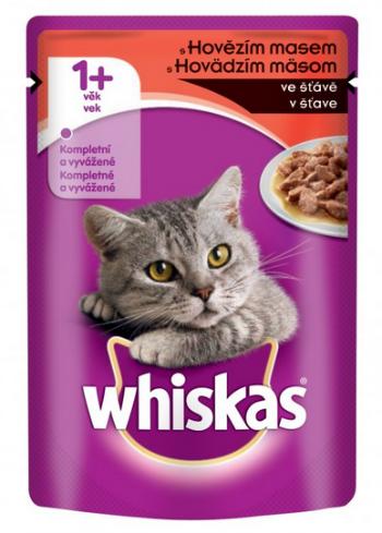 WHISKAS kapsička pre mačky s hovädzím mäsom v šťave 28x85g