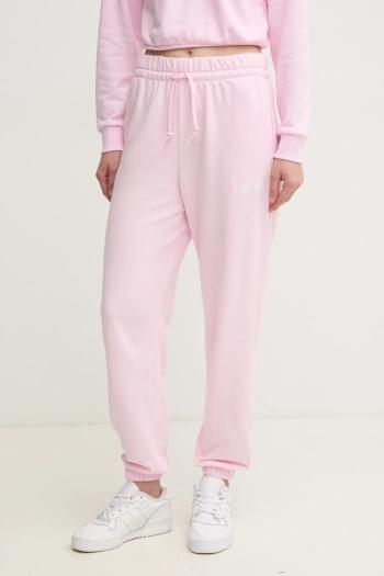 Tepláky adidas Essentials Linear ružová farba, s potlačou, JC5956