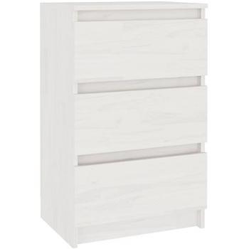 SHUMEE Nočný stolík biely 40 × 29,5 × 64 cm masívne borovicové drevo, 808085