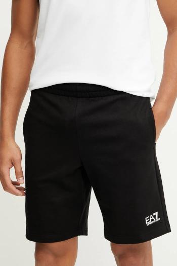 Bavlnené šortky EA7 Emporio Armani pánske, čierna farba, PJVRZ.8NPS65