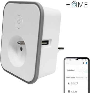 Okos konnektor iGET HOME Power 2 USB - Smart WiFi aljzat 1x AC 230V 2x USB porttal, teljesítményméréssel, 3680 W