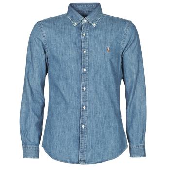 Polo Ralph Lauren  CHEMISE CINTREE SLIM FIT EN JEAN DENIM BOUTONNE LOGO PONY PLAYER  Košele s dlhým rukávom Modrá