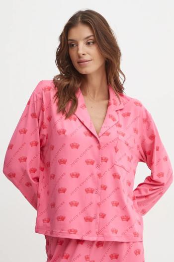 Pyžamová košeľa Juicy Couture ESTELLE PYJAMA TOP dámska, ružová farba, JCLPT224503