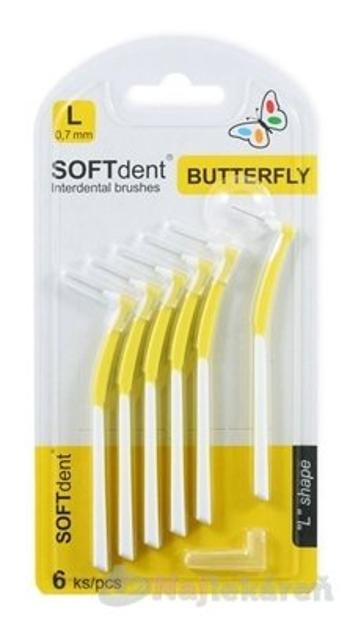 SOFTdent Butterfly mezizub. kartáček zahnutý L 6 ks