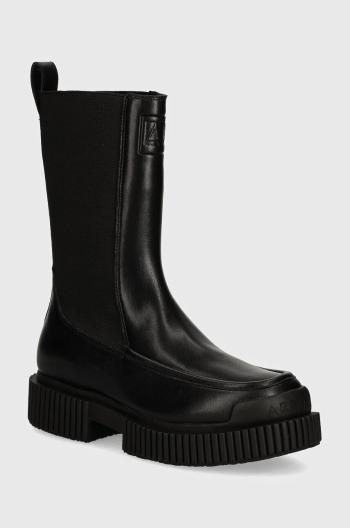 Kožené topánky chelsea Armani Exchange dámske, čierna farba, na platforme, XDN033 XV875 00002