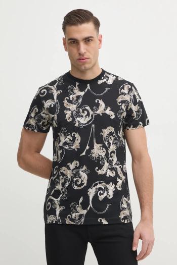 Bavlnené tričko Versace Jeans Couture pánske, čierna farba, vzorované, 78GAH6S0 JS458