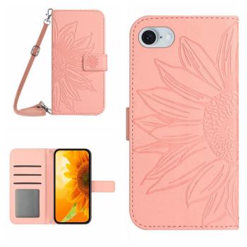 ART SUNFLOWER Peňaženkový obal so šnúrkou pre Apple iPhone 16e ružový