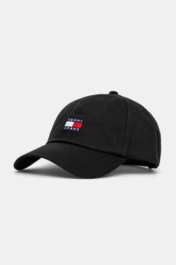 Bavlnená šiltovka Tommy Jeans čierna farba, s nášivkou, AM0AM12933