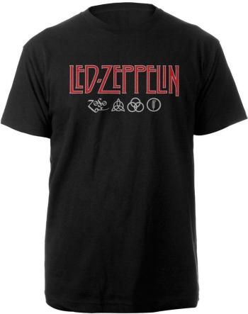 Led Zeppelin Tričko Logo & Symbols Unisex Black 2XL