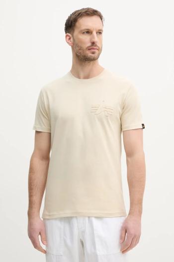 Bavlnené tričko Alpha Industries Coach T BE pánske, béžová farba, s potlačou, 156538
