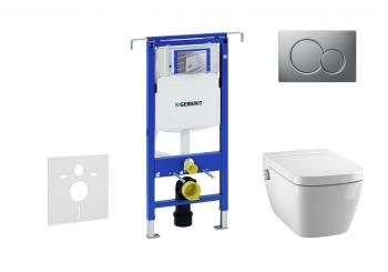 GEBERIT - Duofix Modul na závesné WC s tlačidlom Sigma01, matný chróm + Tece One - sprchovacia toaleta a doska, Rimless, SoftClose 111.355.00.5 NT3