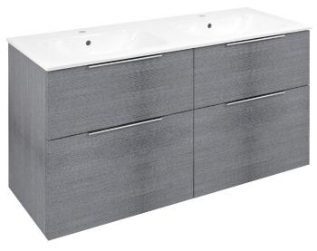 SAPHO - CIRASA umývadlová skrinka s dvojitým umývadlom 121x66x46cm, strieborný dub CR121-1111-21