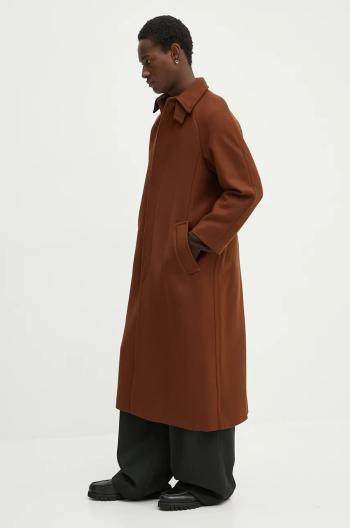Vlnený kabát A.P.C. manteau gaia hnedá farba, prechodný, oversize, WVBDE.F01533