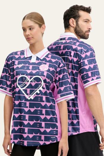 Polo tričko Hummel Hummel x Community Love tmavomodrá farba, vzorované, 227576