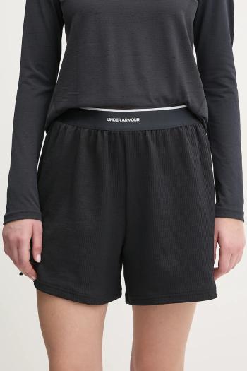 Tréningové šortky Under Armour Meridian čierna farba, s potlačou, vysoký pás, 1390242