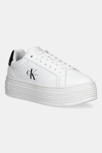 Tenisky Calvin Klein Jeans BOLD FLATF LOW LACE LTH biela farba, YW0YW01878