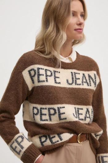 Sveter s prímesou vlny Pepe Jeans HELMI dámsky, hnedá farba, PL702226