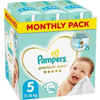 PAMPERS Premium Care veľkosť 5 Junior (136 ks) – mesačné balenie (8001090959690)