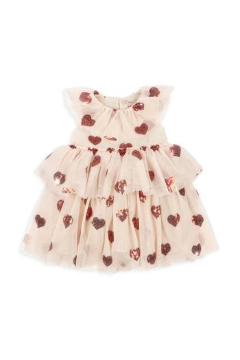 Dievčenské šaty Konges Sløjd YVONNE FAIRY DRESS GRS béžová farba, mini, áčkový strih, KS103367