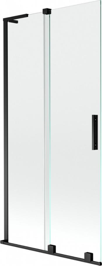 MEXEN/S - Velar L dvojkrídlová posuvná vaňová zástena 90 x 150, transparent, čierna 896-090-003-01-70
