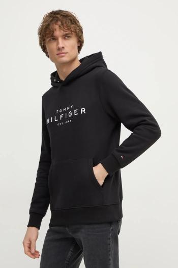 Mikina Tommy Hilfiger pánska, čierna farba, s kapucňou, s potlačou, MW0MW37455