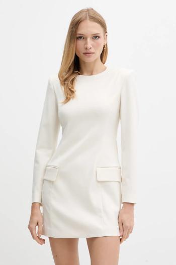 Šaty s prímesou vlny Armani Exchange béžová farba, mini, priliehavé, XW000661 AF16142