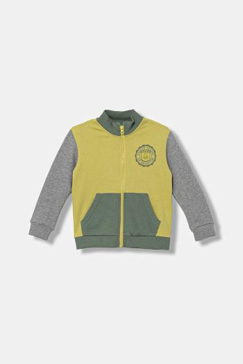 Detská bavlnená mikina United Colors of Benetton zelená farba, s potlačou, 3J70G503X