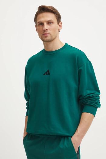 Mikina adidas Feelcozy pánska, zelená farba, s nášivkou, JE3788