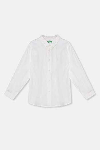 Detská bavlnená košeľa United Colors of Benetton biela farba, 54AZGQ00J