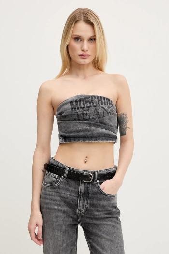 Top Moschino Jeans dámska, šedá farba, s potlačou, 0810 3219
