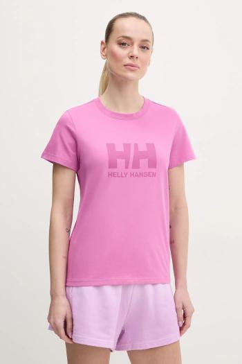 Bavlnené tričko Helly Hansen HH LOGO dámske, fialová farba, 54593