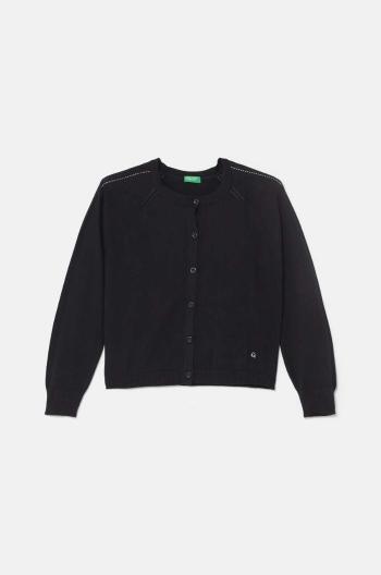 Detský bavlnený kardigan United Colors of Benetton čierna farba, tenký, 1098C500O