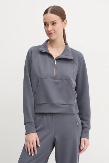 Mikina Dkny dámska, šedá farba, jednofarebná, DP5T1053