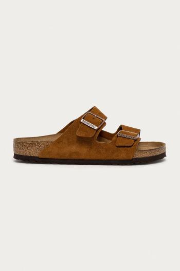 Semišové šľapky Birkenstock Arizona pánske, hnedá farba, 1009526