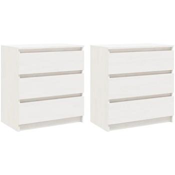 SHUMEE Nočné stolíky 2 ks biele 60 × 36 × 64 cm masívna borovica, 3093548