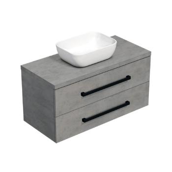 Kúpeľňová skrinka s čiernymi úchytkami a krycí doskou SAT Cube Way 100x47,5x46 cm betón mat CUBE46C1003BESAT45