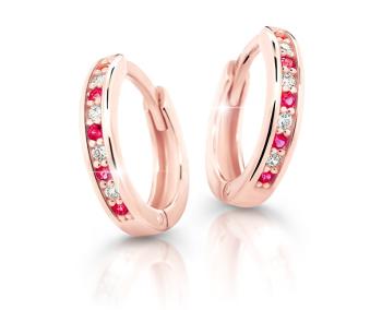 Cutie Jewellery Pôvabné kruhové náušnice z ružového zlata C3342-80-X-4 červená